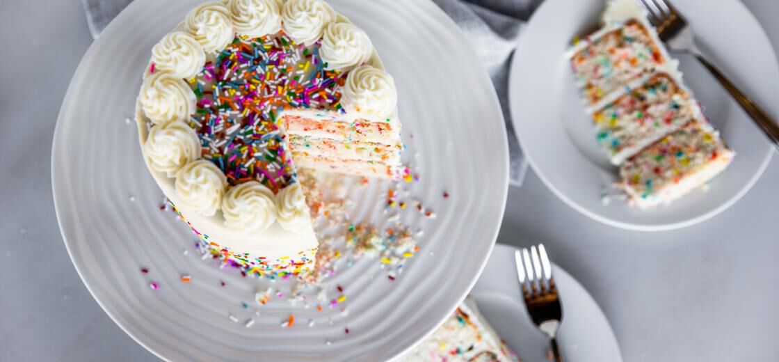 Birthday cake with rainbow sprinkles