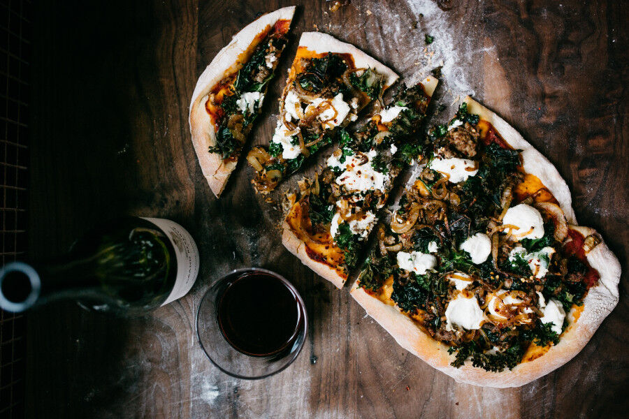 Kale, Ricotta and Caramelized Onion Pizza Recipe