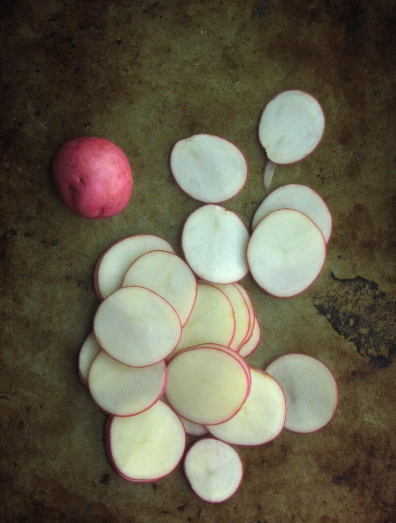 Sliced potatoes
