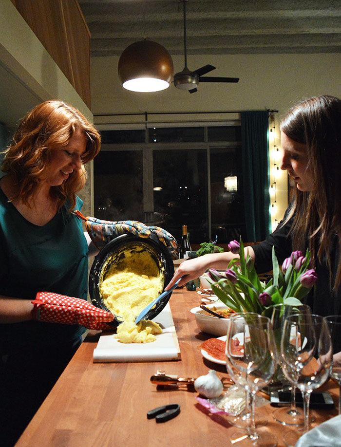 Putting polenta on a board