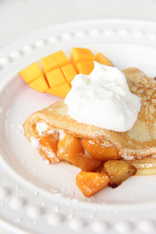 Mango peach crepes