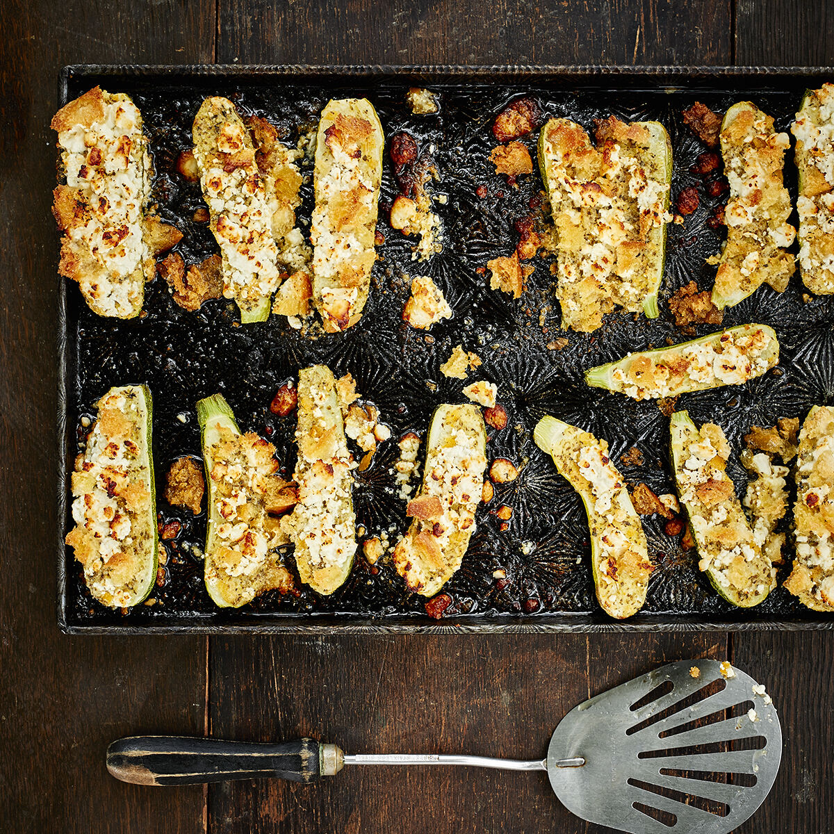 Baked Zucchini with Feta, Preserved Lemon Butter & Crispy Bread Baked Zucchini with Feta, Preserved Lemon Butter & Crispy Bread
