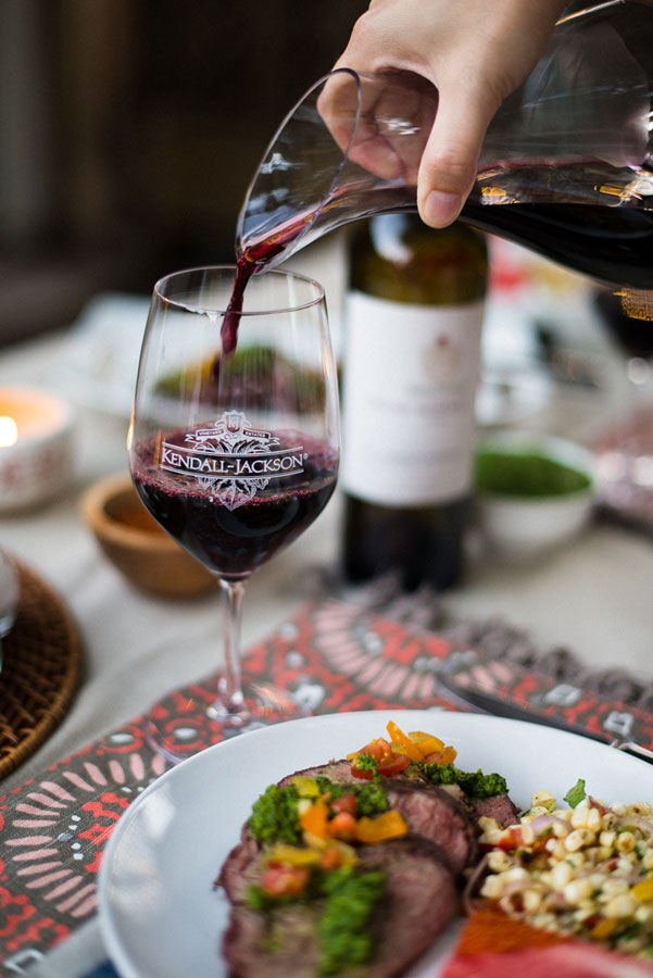 Decanting red wine with a meal