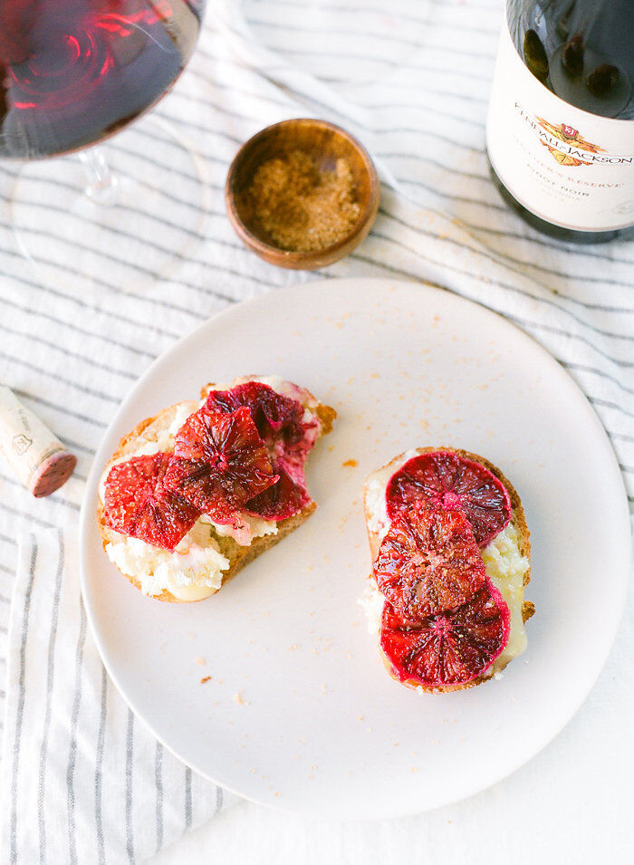 Crostini with Caramelized Blood Orange & Montchevré