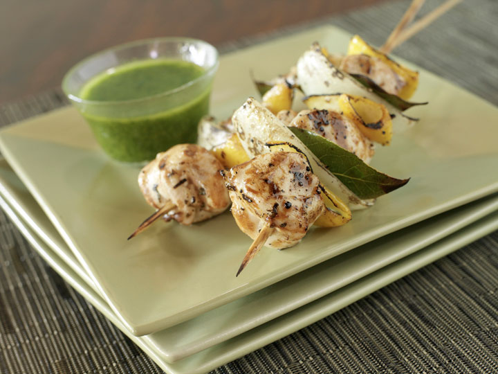 Lemon-Chicken Kebabs with Moroccan Herb Sauce Recipe