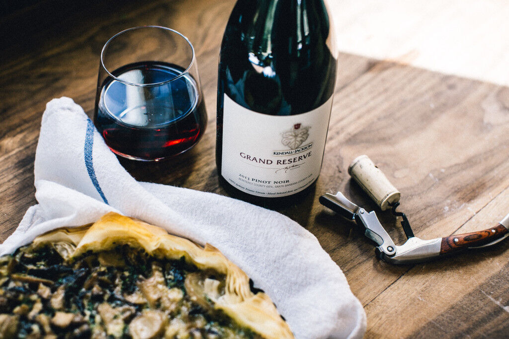 Mushroom tart with Pinot Noir