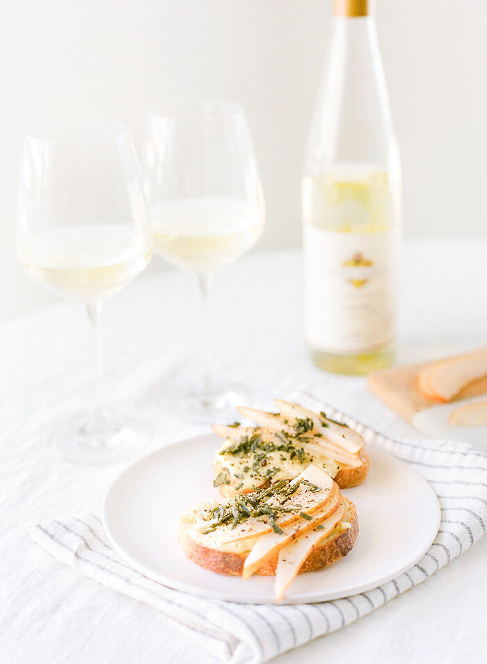 Pear, Brie, & Sage Crostini