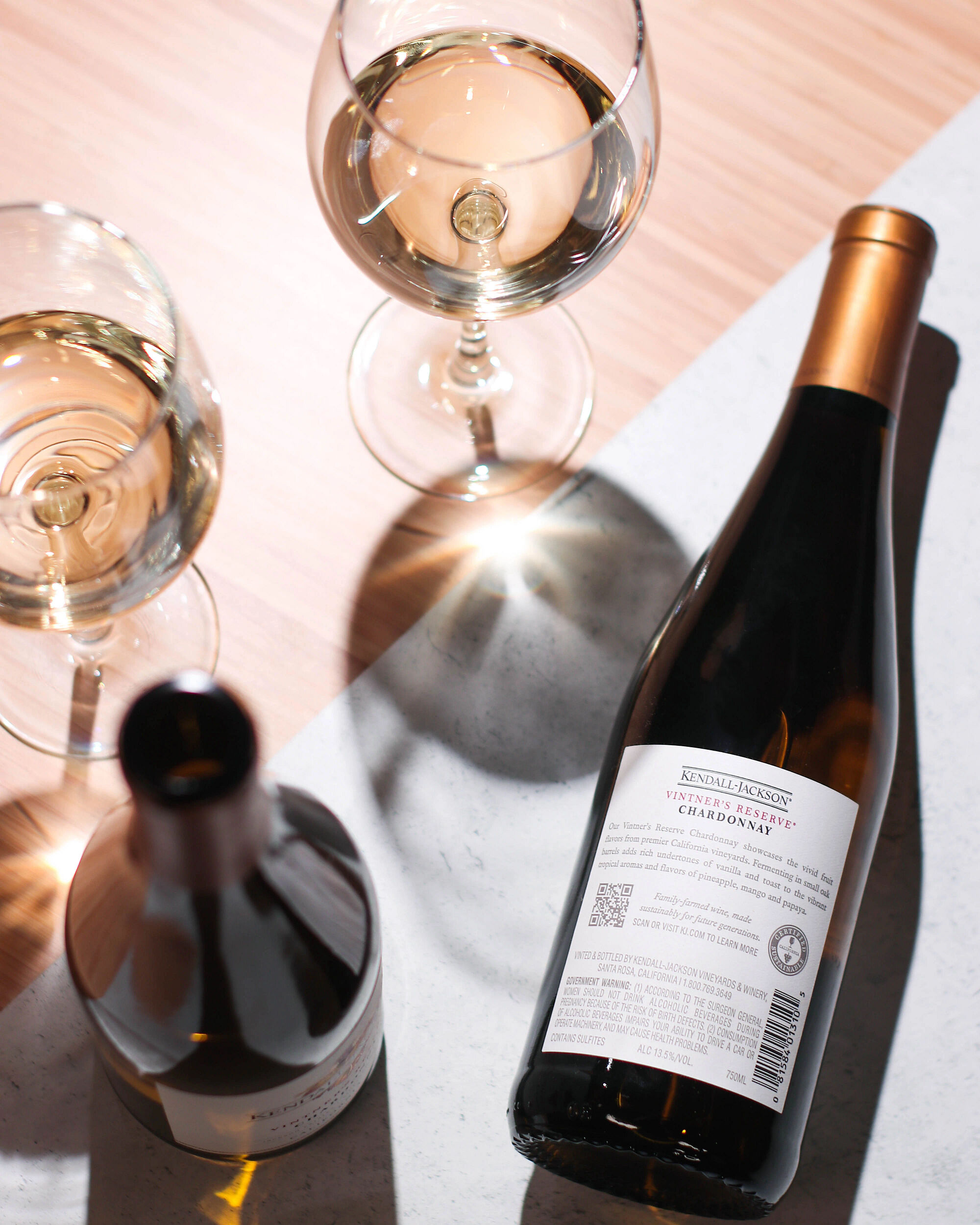 Kendall-Jackson Chardonnay label and glasses
