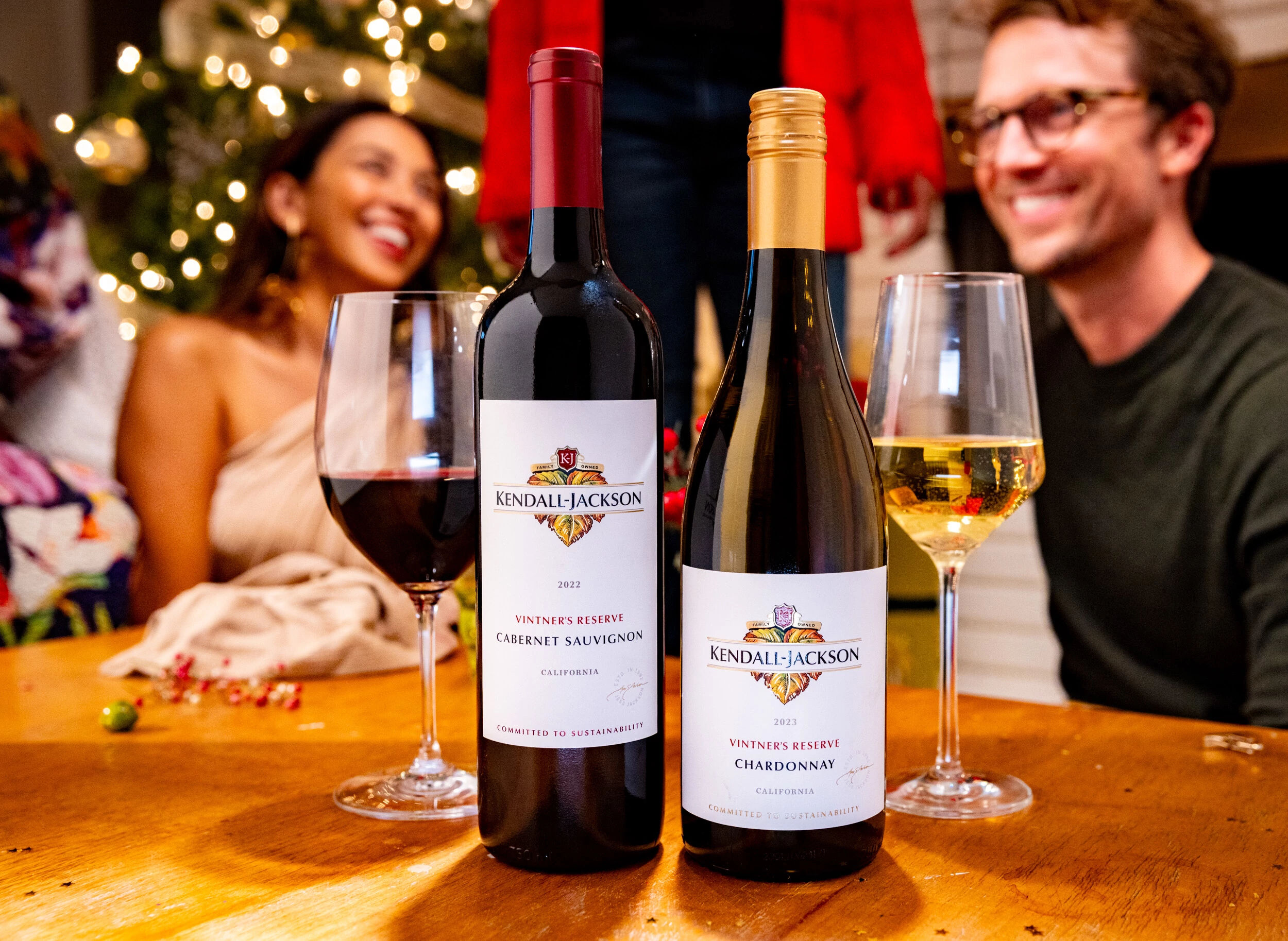 Kendall-Jackson Vintner's Reserve Cabernet Sauvignon and Chardonnay at a Christmas party