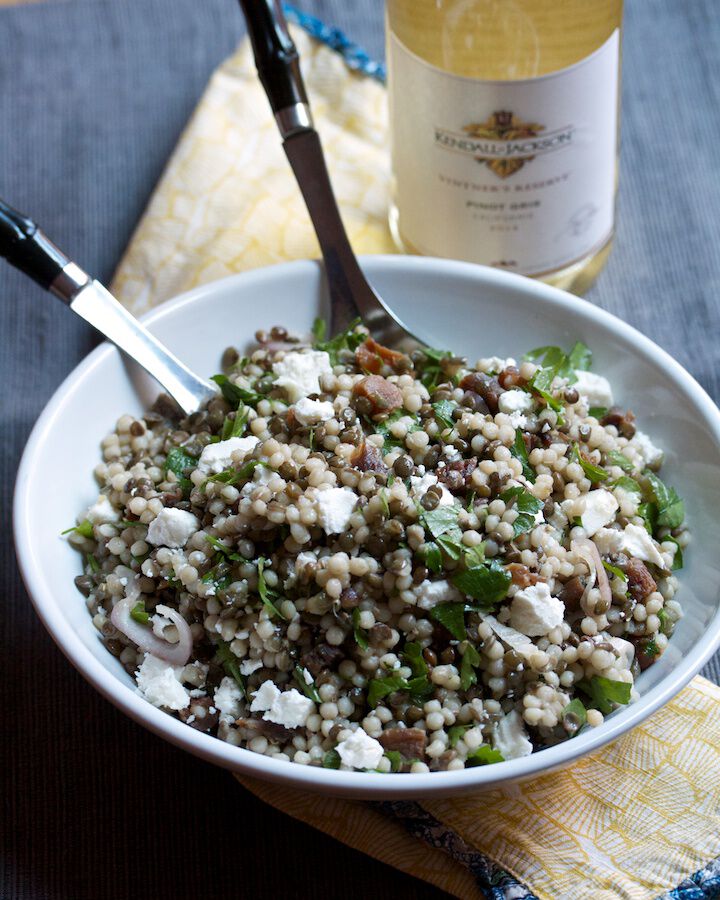 Lentil salad with wine