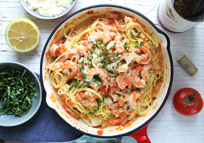 Creamy Tomato & Basil Shrimp Pasta Recipe Creamy Tomato & Basil Shrimp Pasta Recipe