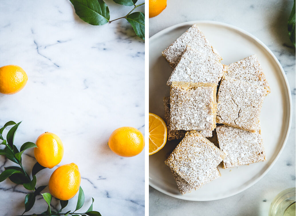 Meyer lemon blondies on a plate
