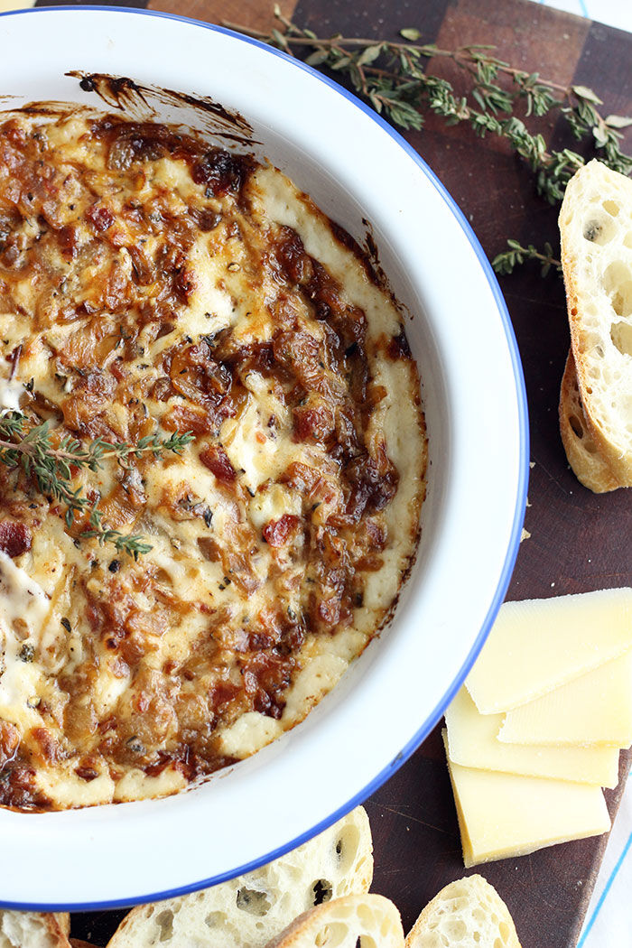 Caramelized onion and bacon dip