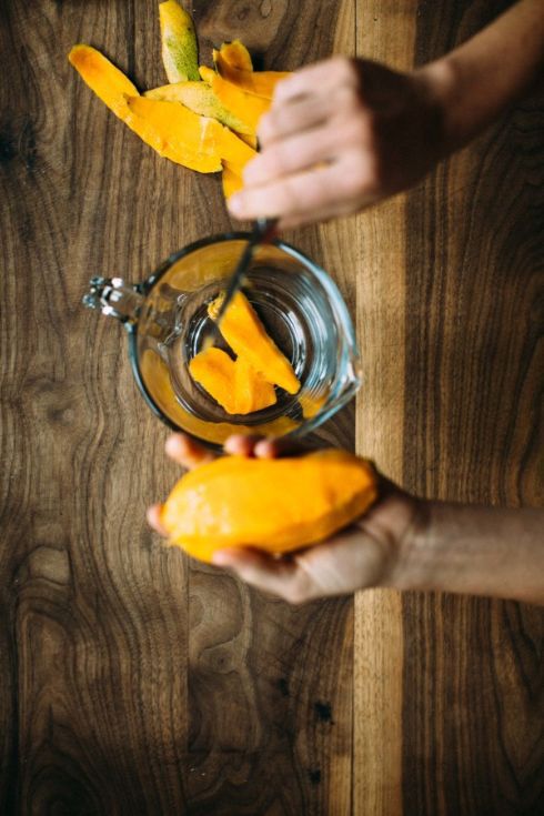 Mango in a blender