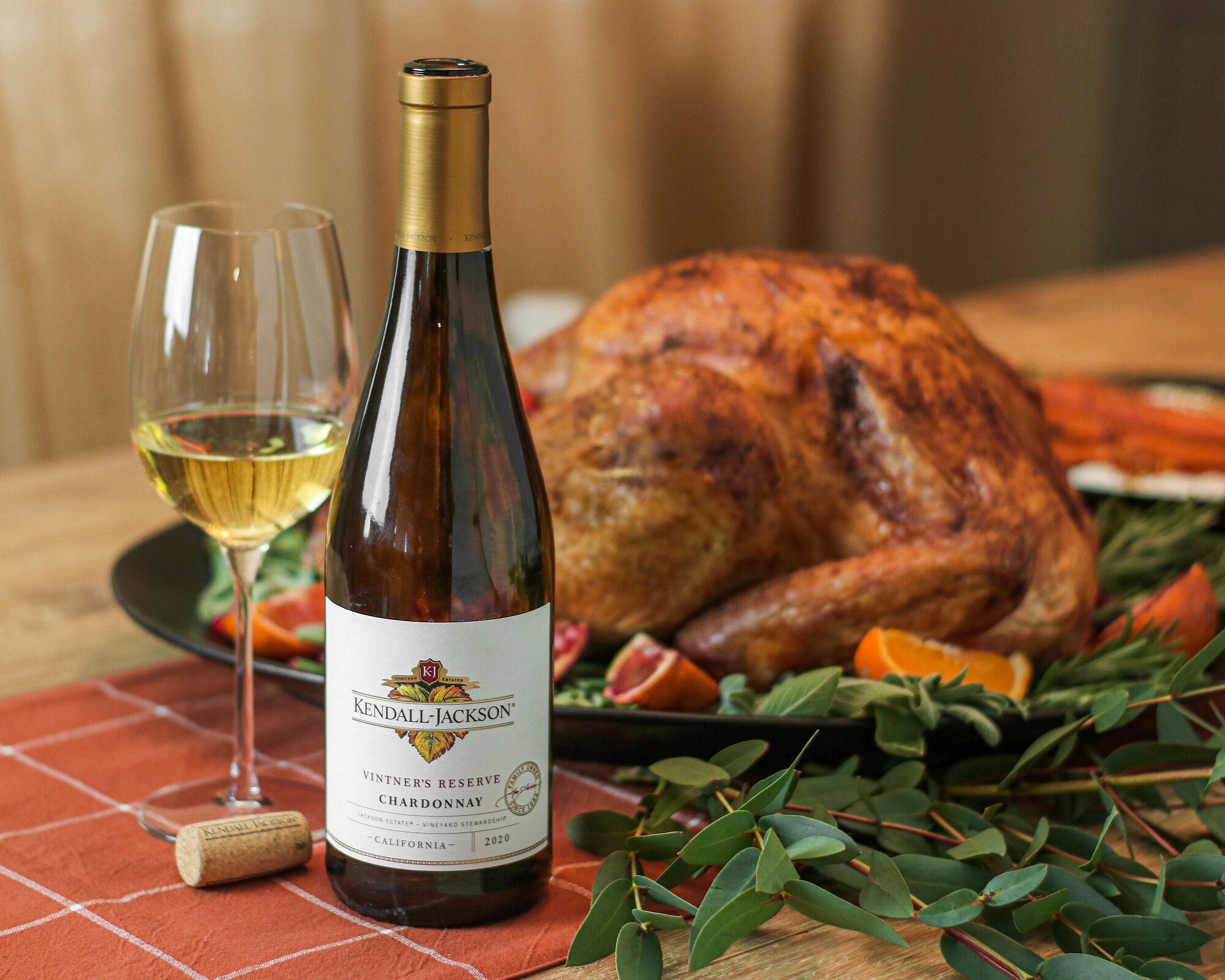 Kendall-Jackson Chardonnay with a cooked turkey