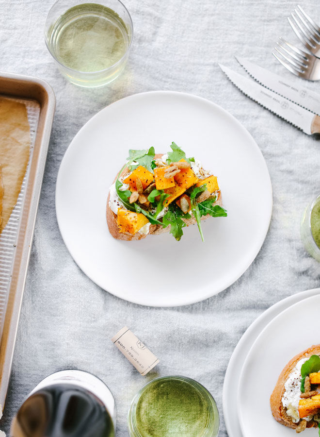 Plated pumpkin bruschetta