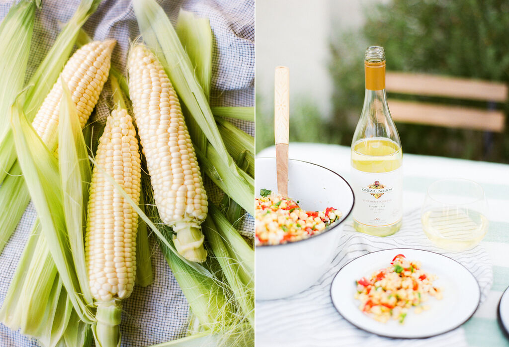 Corn on the cob with Pinot Gris wine