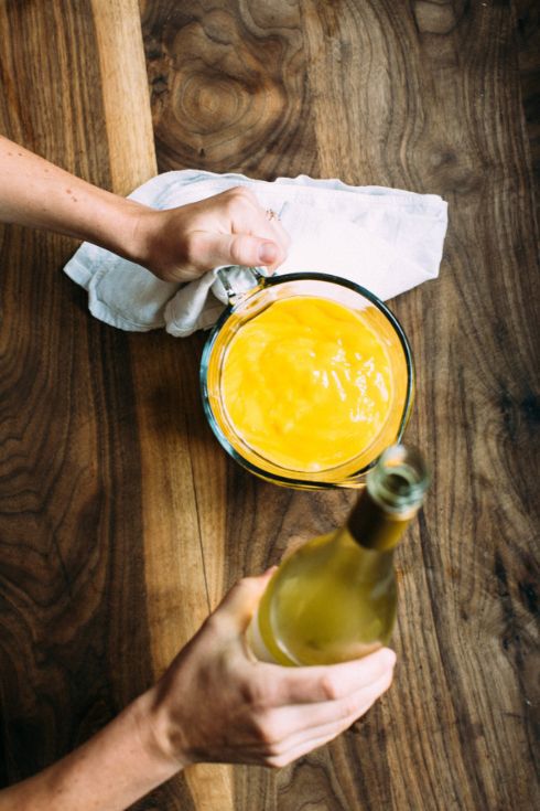 Mango sorbet with pinot gris