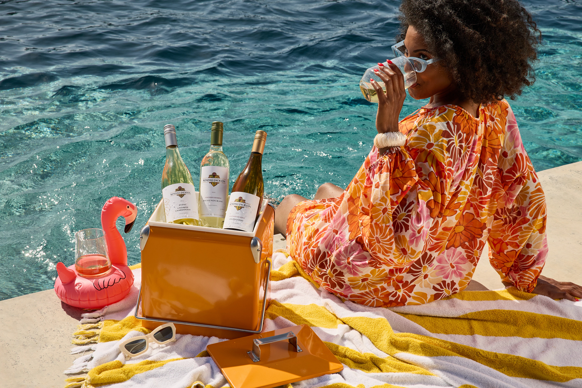 Kendall-Jackson White Wines in a cooler by the pool