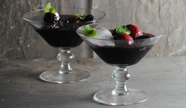 Berries in red wine sauce
