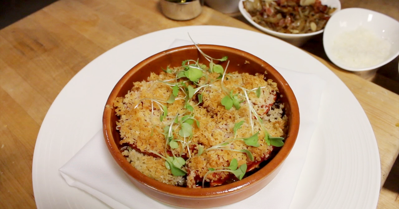 Heirloom tomato and summer squash gratin 