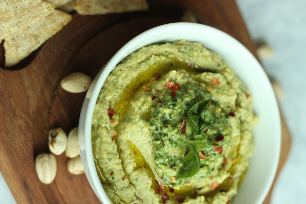 Pistachio and Spinach Hummus