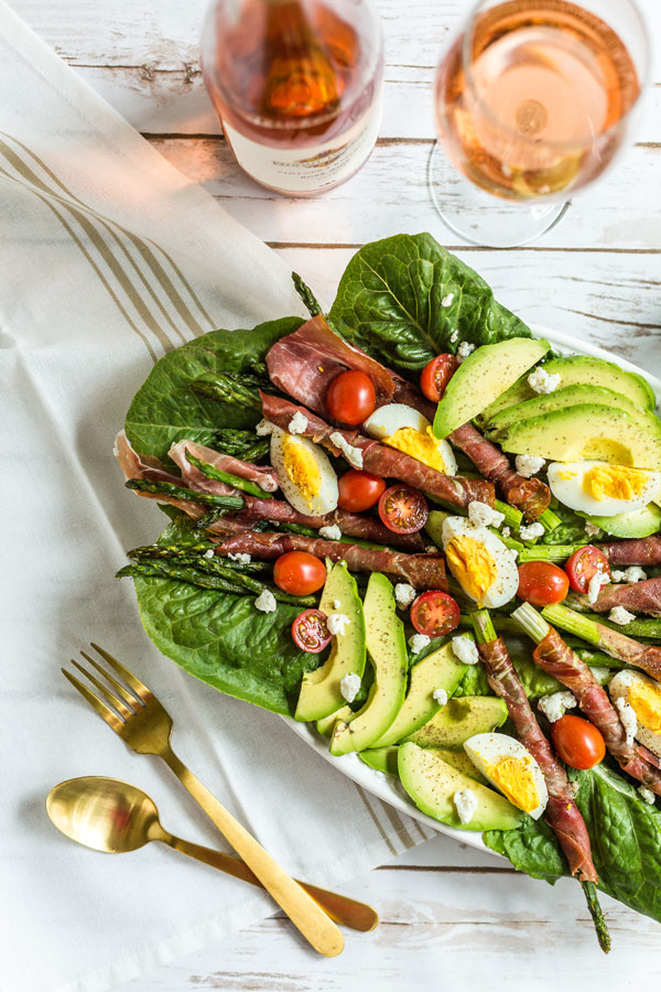 Baked Asparagus and Prosciutto Cobb Salad with KJ Rose Wine