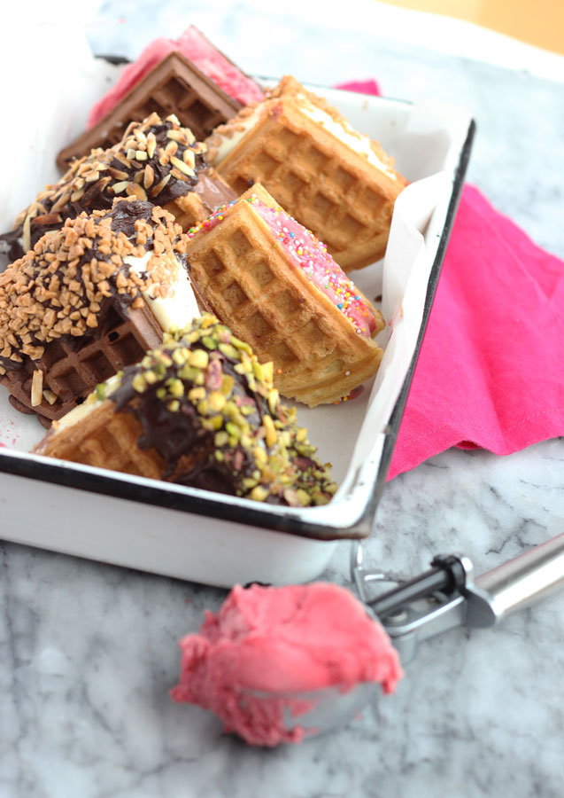 Take your ice cream sandwich skills to the next level with these tasty waffle ice cream sandwiches. #nationalicecreamsandwichday