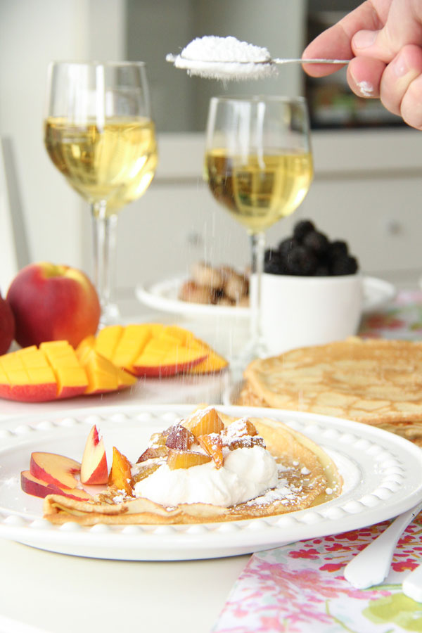 Make these Mango Peach Crepes for Mother's Day! They're simple and delicious!