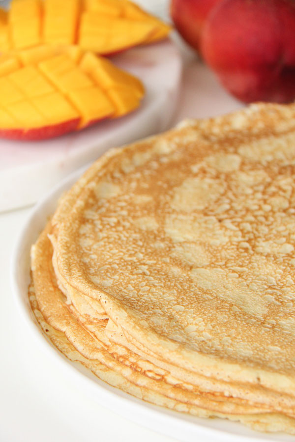 Make these Mango Peach Crepes for Mother's Day! They're simple and delicious!