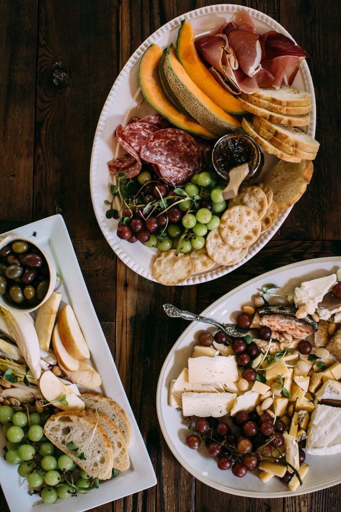 I adore antipasto platters because they allow you to be infinitely creative without spending all day in the kitchen. Plus, with a big crowd, you can set up a few platters at the table and at the bar, maybe one on the coffee table, even, to create more intimate settings for conversation.