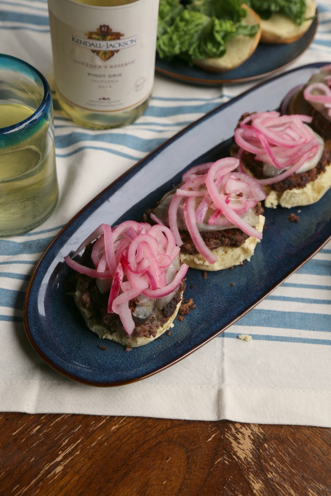 Black Bean Burgers with Pickled Onions