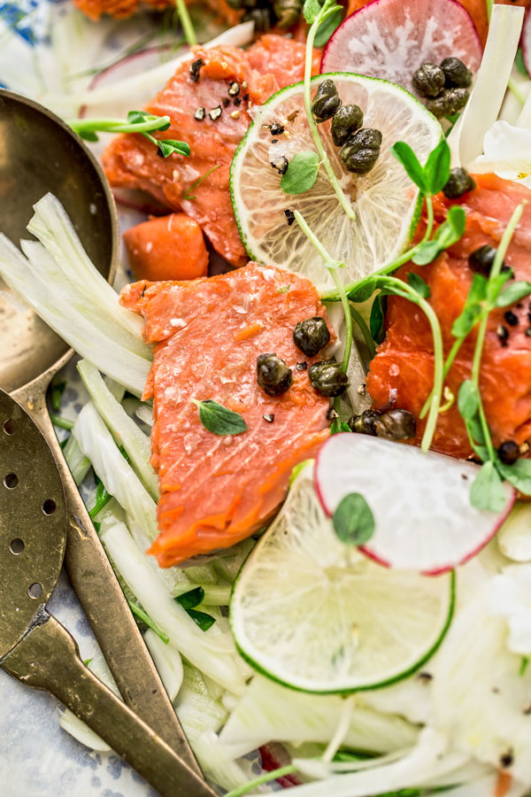 As long as you have some super fresh wild salmon and a few fresh ingredients you can whip this salad in less time that it takes you to get dressed for the pool. #recipe