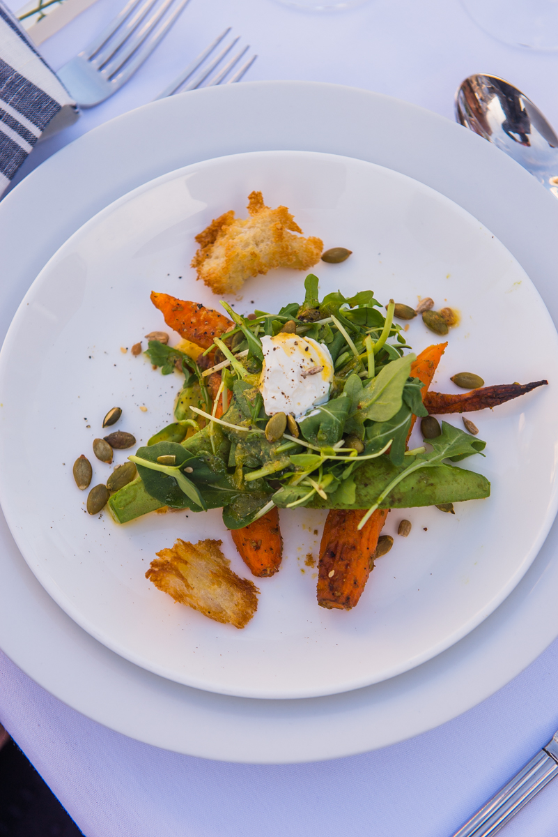 Our bright, crisp K-J AVANT Sauvignon Blanc with a roast carrot and avocado salad with crunchy seeds, sour cream and citrus. So Yummy! #KJxTEGwinenights