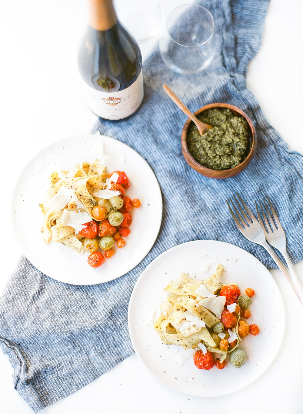 Now it's time to eat! You know the drill, pour yourself a glass of wine (we love the Kendall-Jackson Vintner's Reserve Chardonnay) and step to it. This Lemon Verbena Basil Pesto pasta dish is absolutely divine and it's the perfect introduction to your new #DIY herb garden..