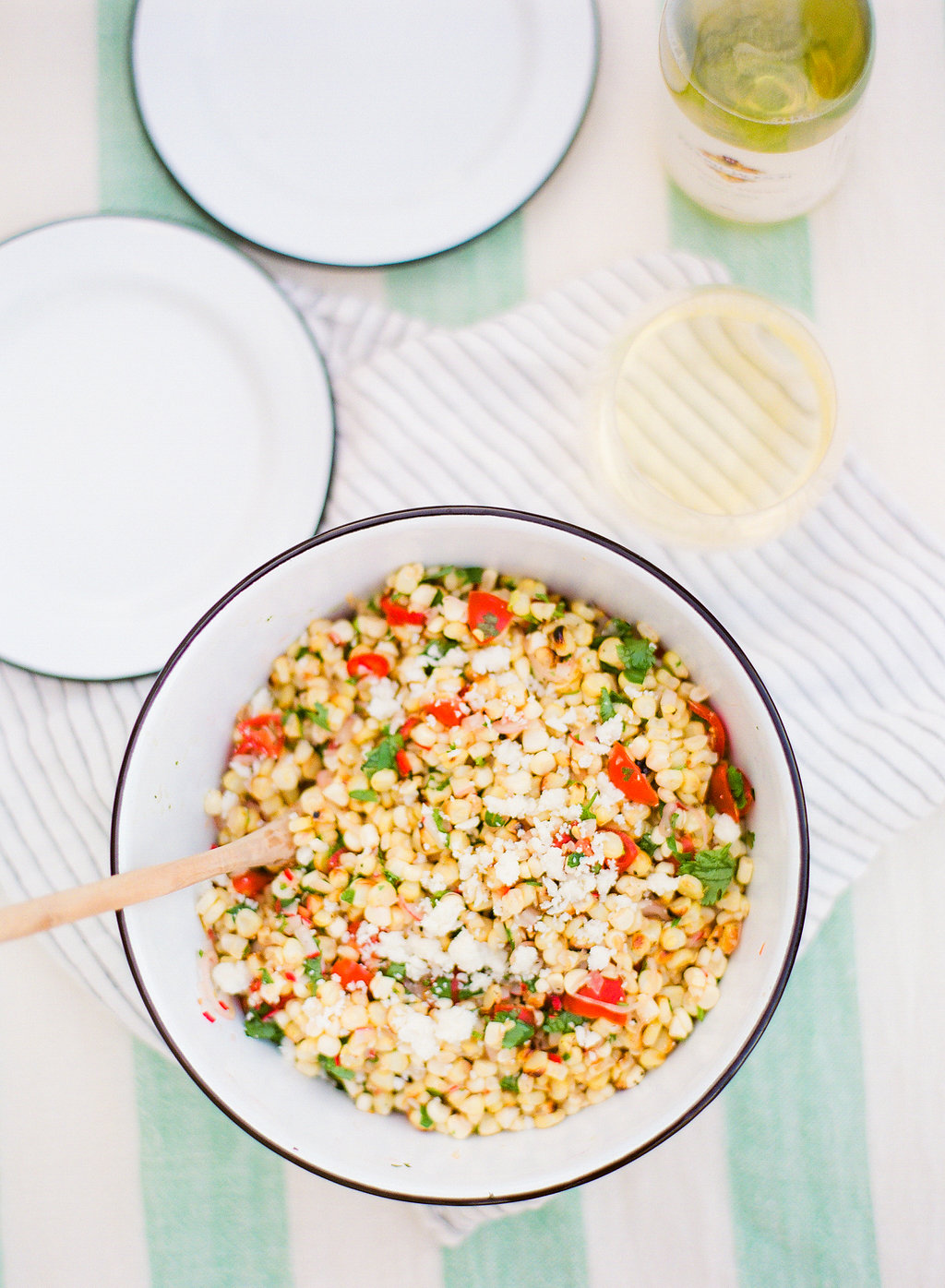 Pair this delicious charred corn salad #recipe with some Kendall-Jackson Vintner's Reserve Pinot Gris for the ultimate summer palette. No joke, it's like they were meant to be together. The sweetness from the corn brings out the flavors in the wine and BOOM, game over!