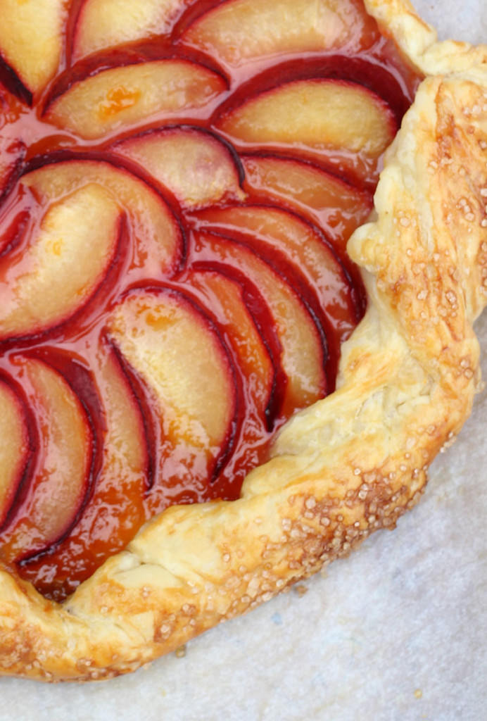 This Apricot Honey Glazed Plum Galette looks so impressive and it only took me about 10 minutes to pull together. But you can wow your guest's socks off and let them think that you're a master pastry chef.