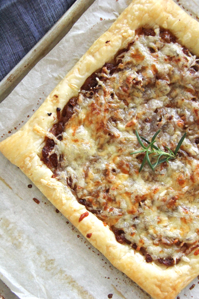 This Caramelized Onion and Gruyere Cheese Tart is very easy to make, so don't be scared to make it yourself!  The hardest part about making this recipe is cooking the onions, so really, it's the easiest recipe ever!
