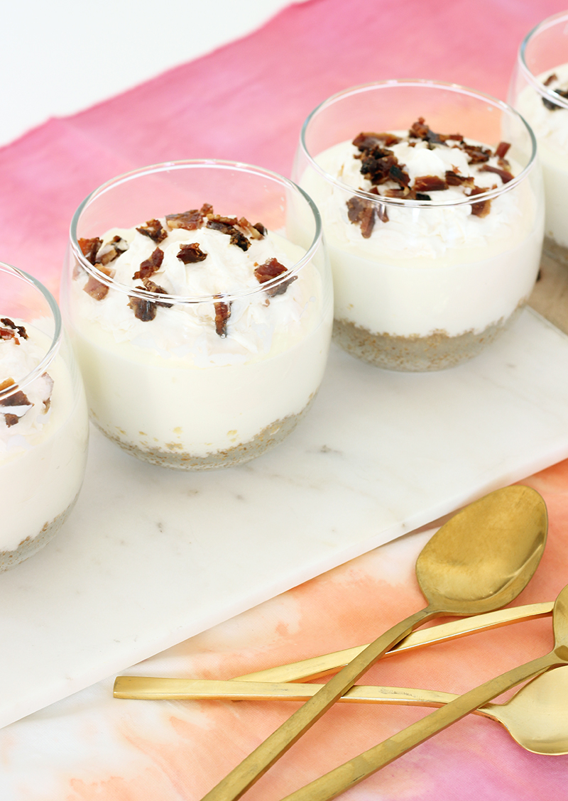 It's pretty safe to say that any recipe involving bacon will be a hit and this is no exception. These no bake maple bacon cheesecake cups are a quick and easy dessert to whip up whenever you have guests over.