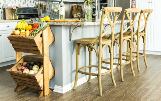 Looking for a fun way to showcase your fruits and vegetables, while saving counter space? Try building this DIY two-tier produce stand to give all your fruits and vegetables a functional, stylish home right in your kitchen.
