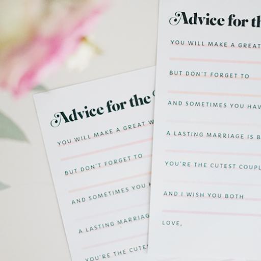 Printable Advice For The Bride Bridal Shower Cards Kendall Jackson